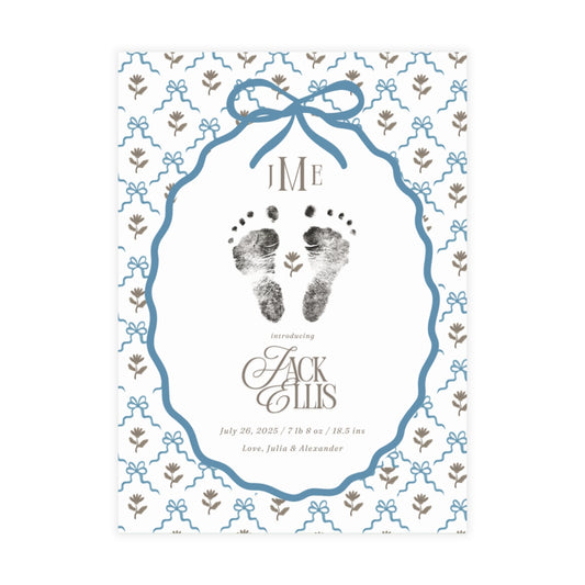 Birth Announcement - Floral Monogram (5 x 7)