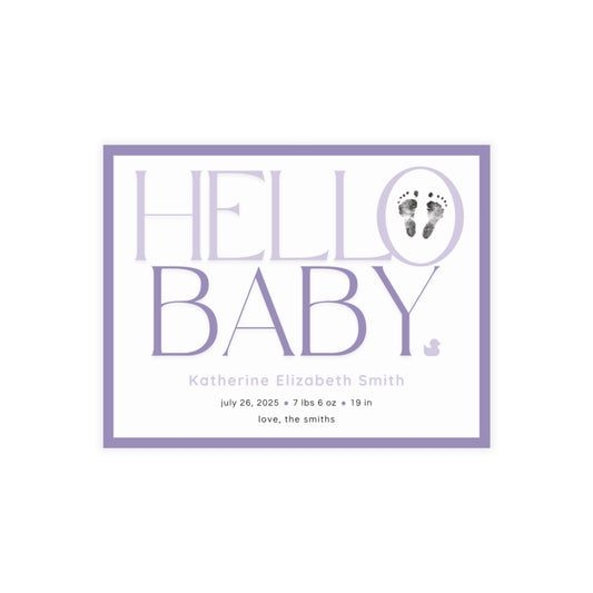 Birth Announcement - Hello Baby (5.5 x 4.25)