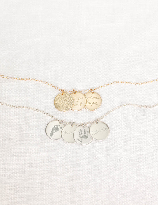 Footprint Engraved Multi Disc Necklace