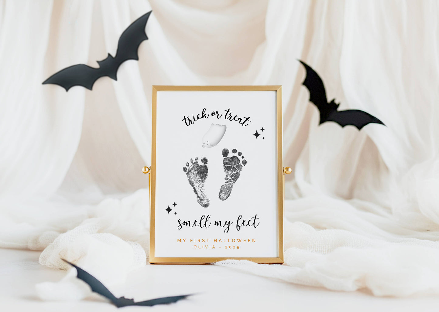 First Halloween Baby Footprint Art Print