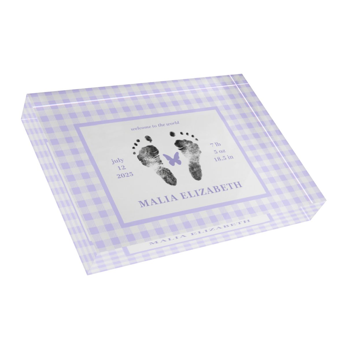 Home Decor Acrylic Block - Classic Gingham (7 x 5)