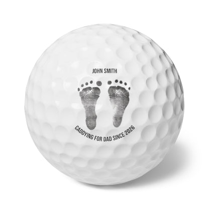 Custom golf ball keepsake with baby's footprint on it.