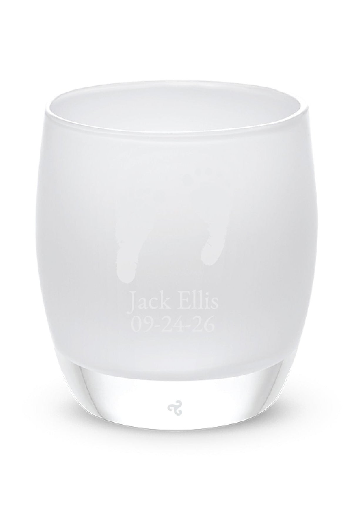 Frosted glass tea light holder with glassybaby hand blown